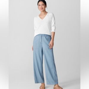 Eileen Fisher Airy Organic Cotton Twill Wide-Leg Pant